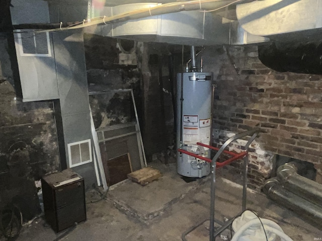 utility room with gas water heater and visible vents