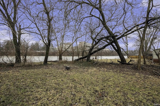 view of yard with a water view