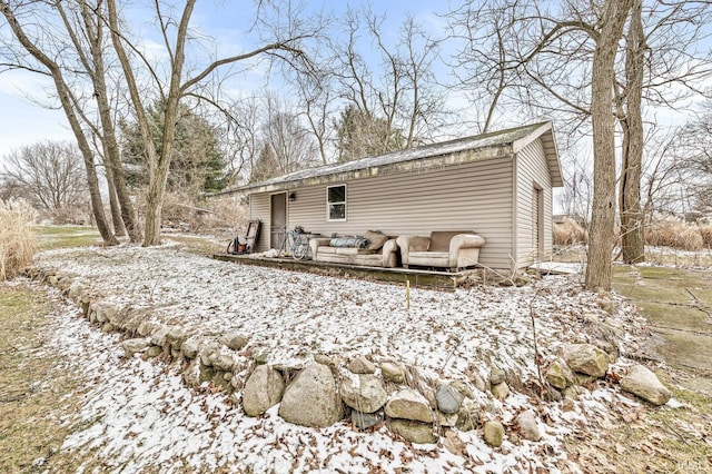 view of snow covered property