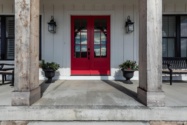 entrance to property featuring french doors