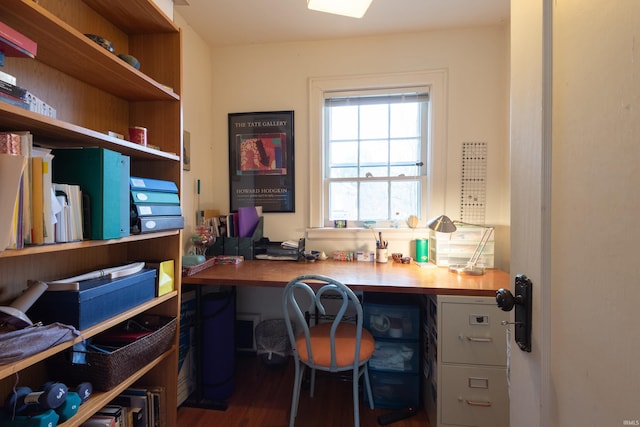 office space featuring wood finished floors