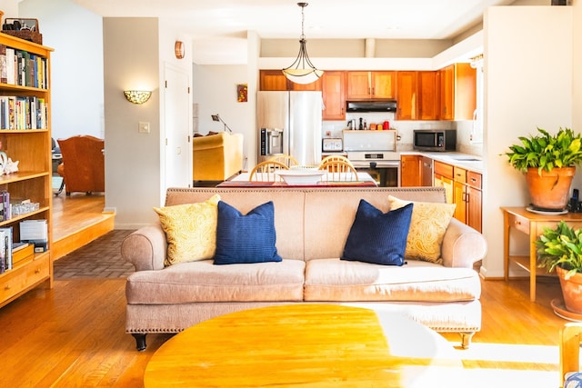 living room featuring light wood-type flooring