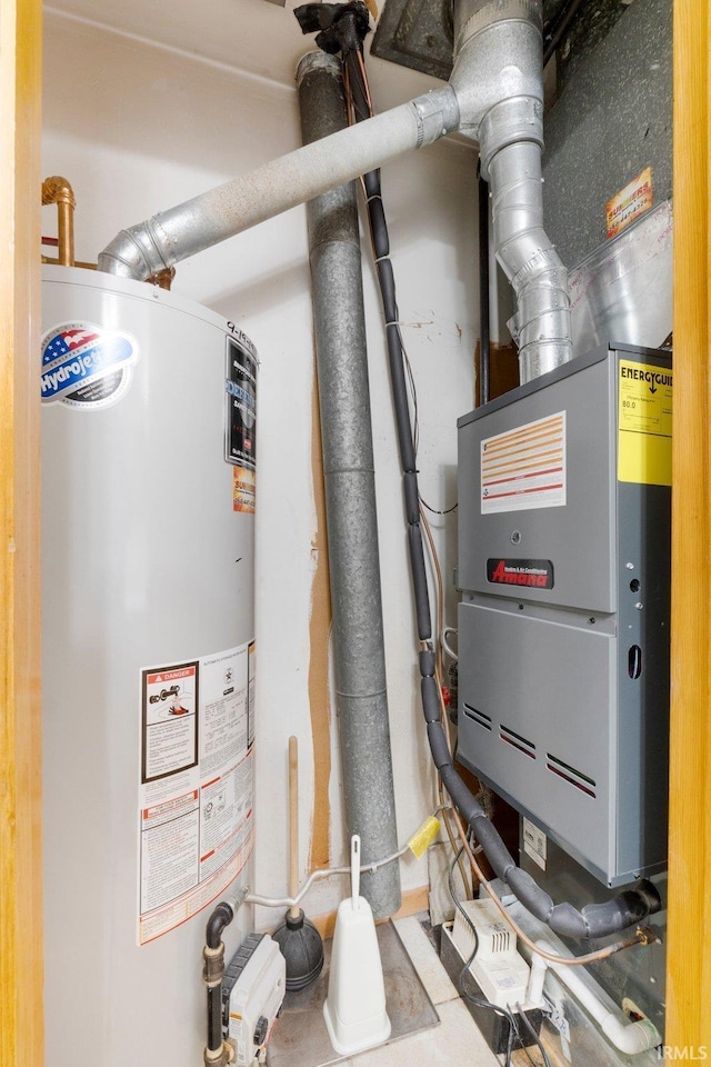 utility room featuring gas water heater