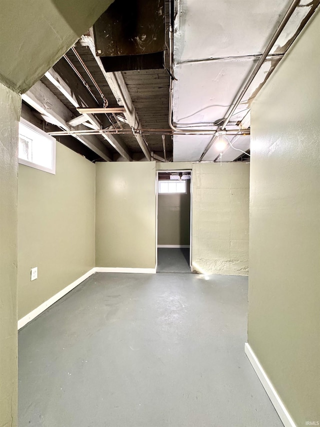 below grade area with plenty of natural light and baseboards