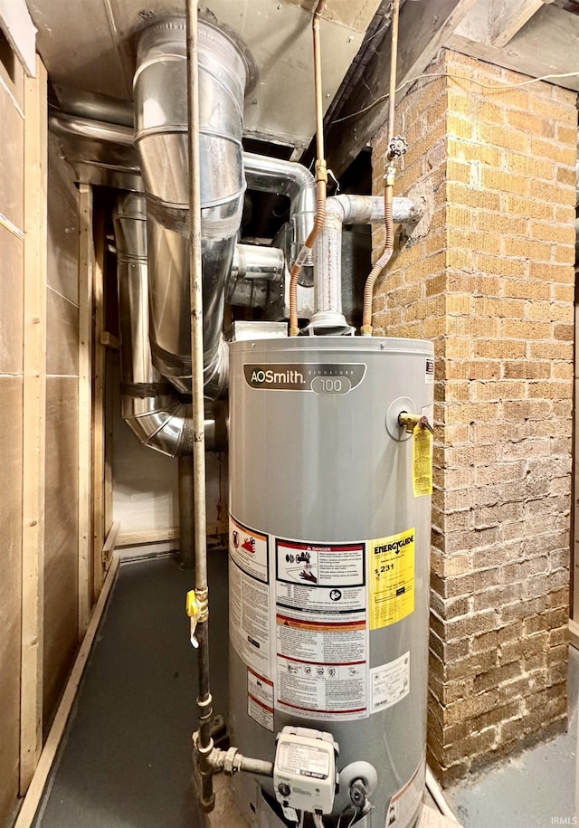 utility room featuring water heater