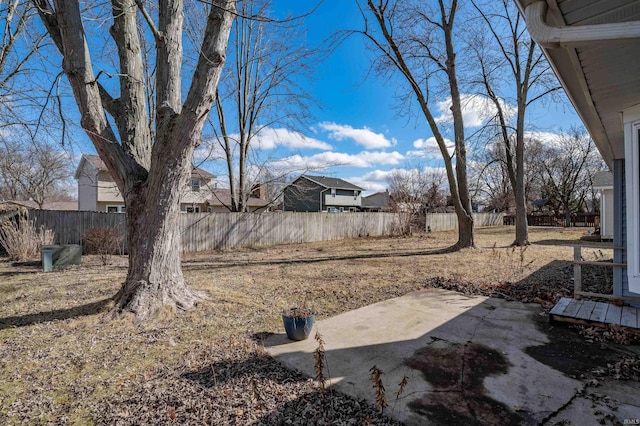 view of yard featuring a fenced backyard and a patio