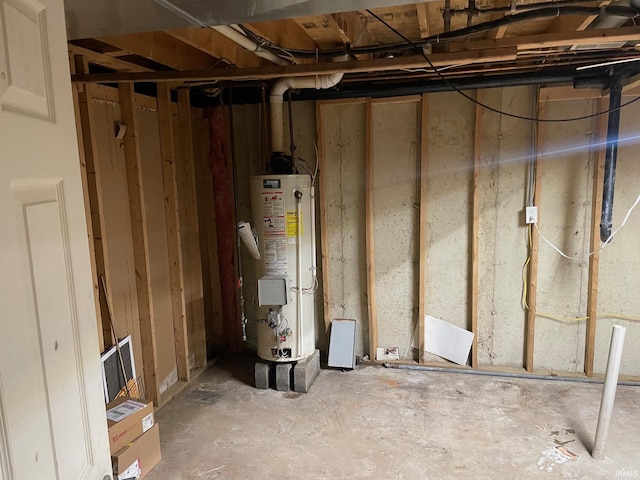 unfinished below grade area with water heater