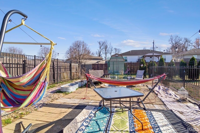 view of patio with a fenced backyard