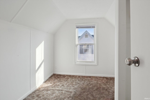 bonus room featuring carpet floors and vaulted ceiling