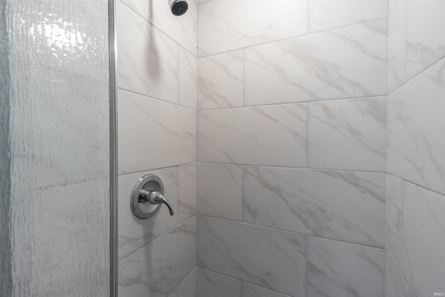 interior details featuring tiled shower