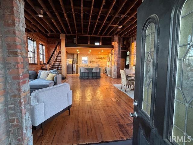 interior space featuring stairs and hardwood / wood-style floors