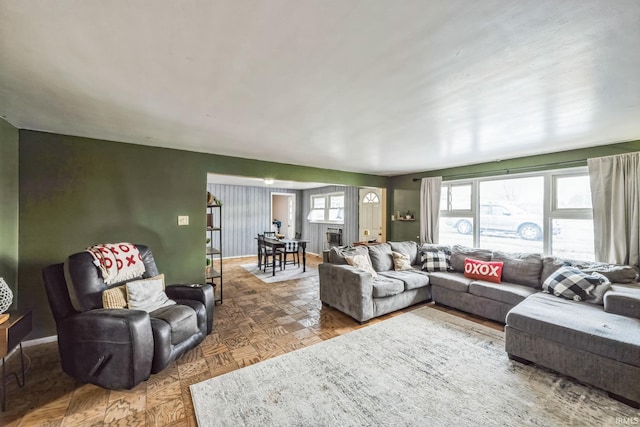 living room with baseboards