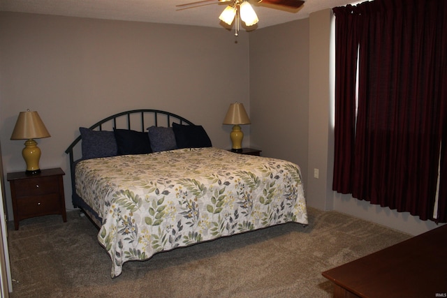 bedroom with carpet flooring and ceiling fan