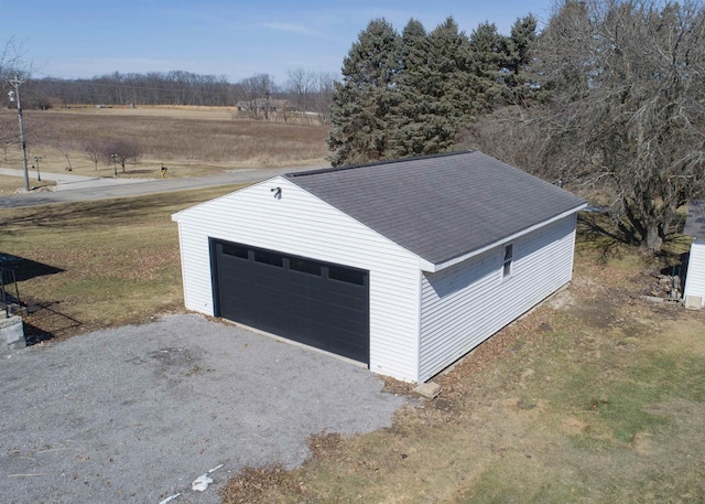 view of detached garage