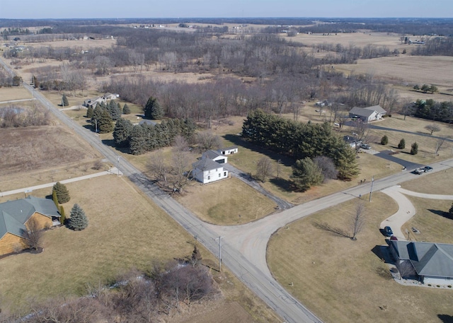 aerial view featuring a rural view