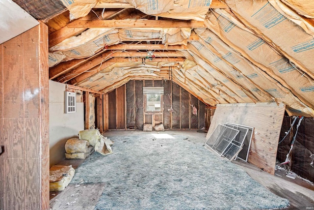 view of unfinished attic