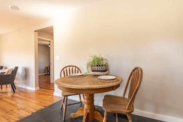 dining room featuring baseboards and wood finished floors