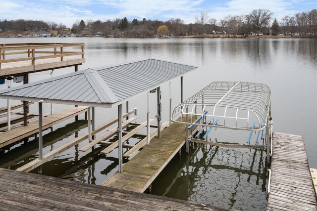 11791 W Pirates Roost Rd, Monticello, IN 47960 - dock area with a water view and boat lift