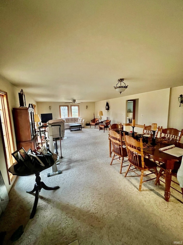 view of carpeted dining room