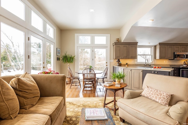 living room featuring light wood finished floors