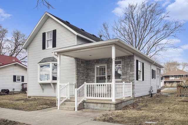 view of front of home featuring covered porch