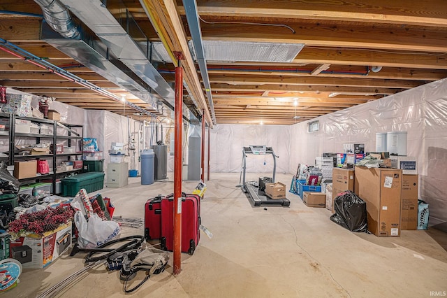 view of unfinished basement