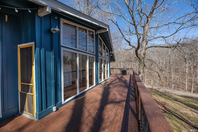 wooden terrace featuring central AC