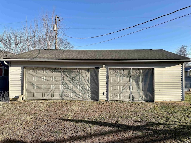 view of detached garage