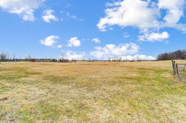 view of yard with a rural view and fence