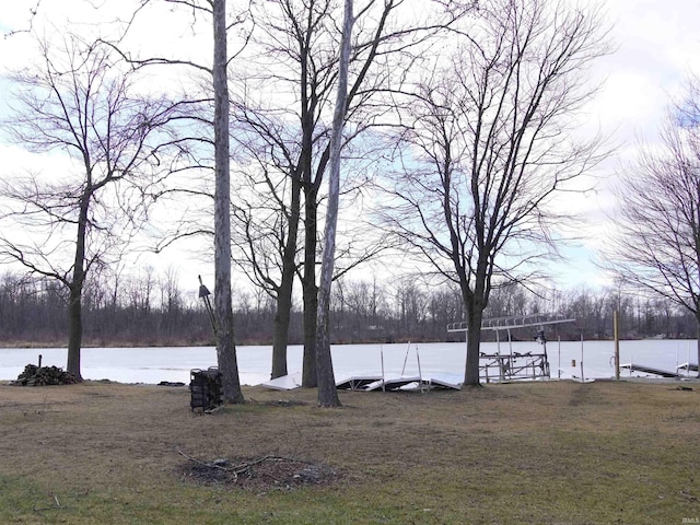 view of yard with a water view