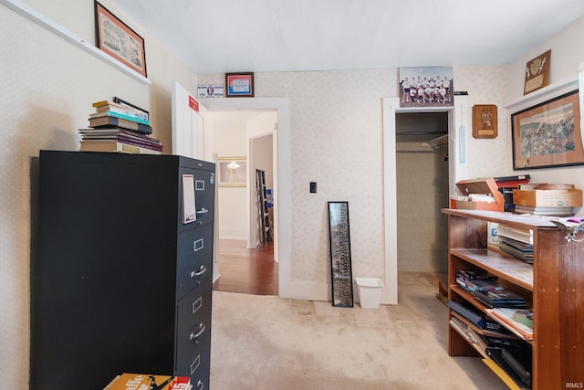 interior space featuring wallpapered walls