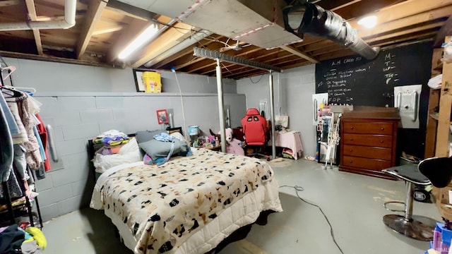 bedroom with concrete flooring