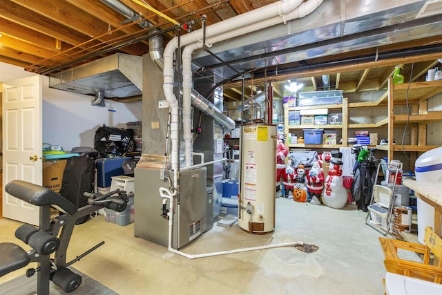 unfinished basement with gas water heater