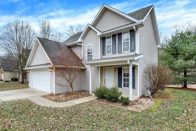 traditional-style home with concrete driveway and a garage