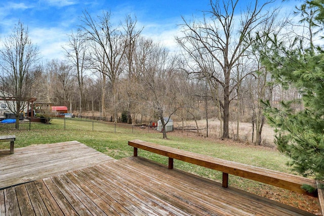 904 S Deer Run, Ellettsville, IN 47429 - wooden terrace featuring a yard and fence