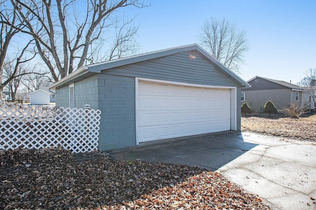 view of detached garage