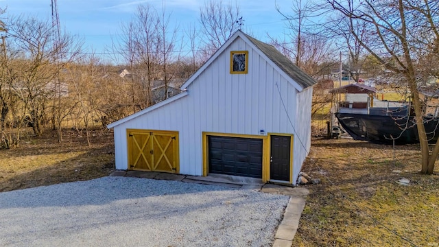 view of detached garage