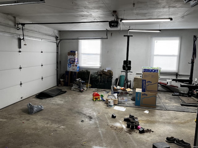 garage with a garage door opener