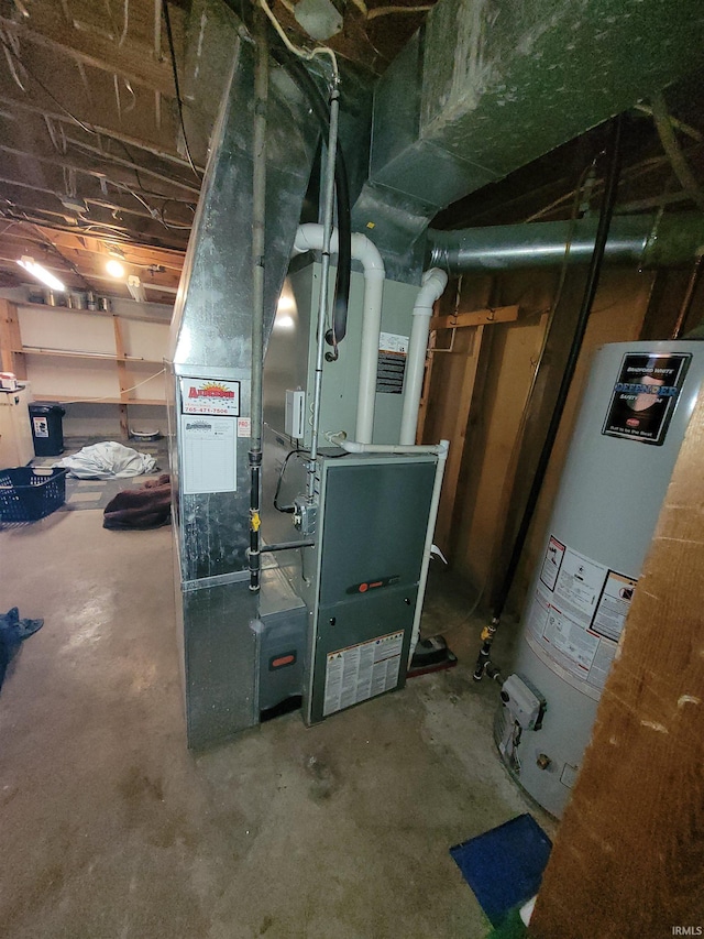 utilities with water heater and heating unit