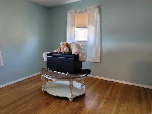 misc room with baseboards and wood-type flooring