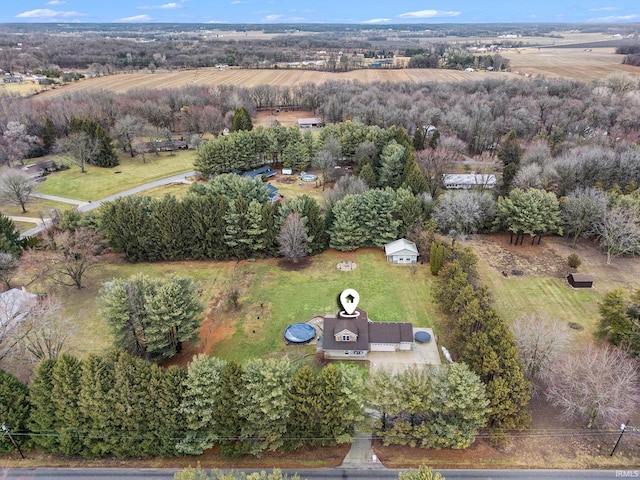 drone / aerial view with a rural view