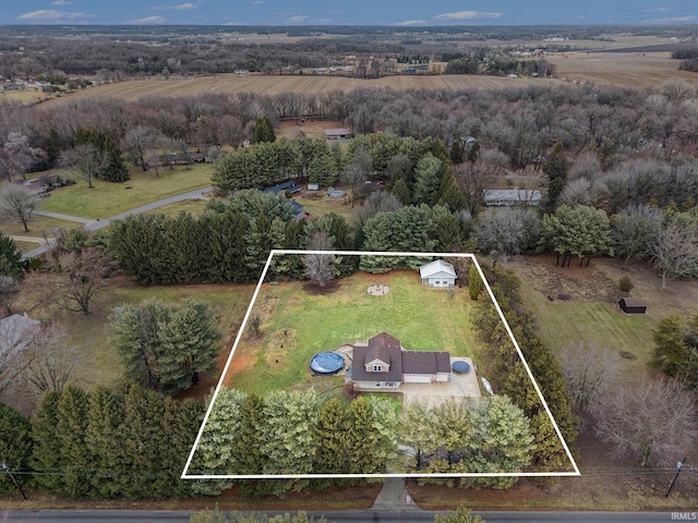 aerial view featuring a rural view