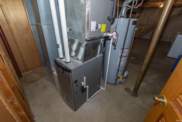 utilities with gas water heater and heating unit