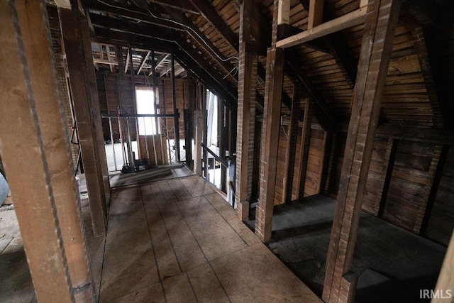 view of unfinished attic