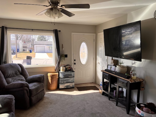 view of carpeted entrance foyer