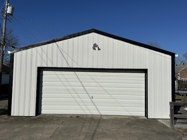 view of detached garage