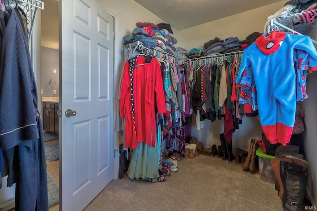 spacious closet with carpet flooring