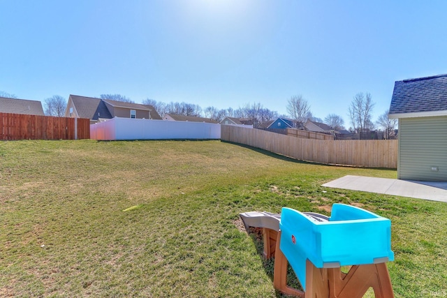 view of yard featuring a fenced backyard