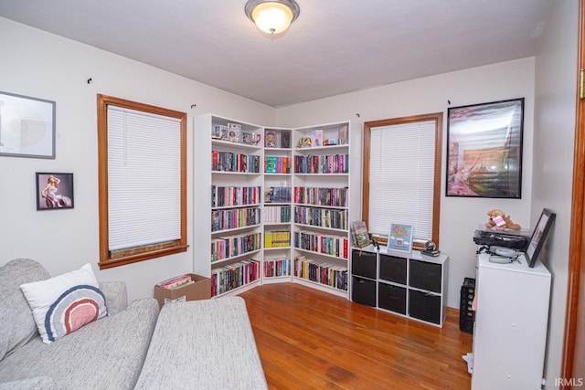 sitting room with wood finished floors