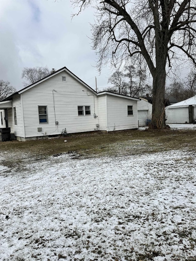 view of snow covered exterior